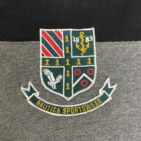 Nautica Sportswear Y2K Sailing Rugby Stripe Polo Shirt Mens Gray Black XL Retro - Picture 4 of 9